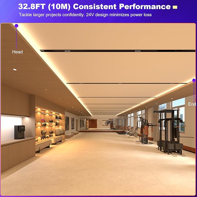 JOYLIT 32.8FT/10M COB LED Strip Lights RGBW, 24V RGB+6000K Cool White Color Changing Flexible Dimmable Tape Light, No Dark Spots, 784LEDs/M High Density Cuttable Adhesive Light Strip for Indoor