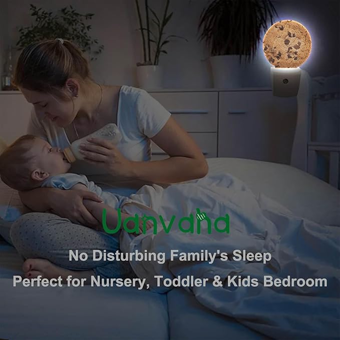 Food Decorative Night Light Chocolate Chip Cookie Funny Dessert Plug-in Nightlight Energy Saving 0.5W LED Lighting for Boys Girls Men Women