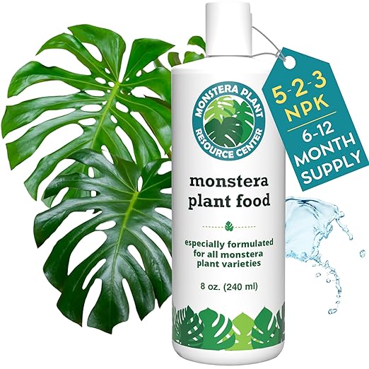 Monstera Plant Food - Premium Nutrient Rich Liquid Fertilizer (5-2-3 NPK) for Monstera Deliciosa & Other Tropical Plants | Supports Strong Roots & Large, Lush Leaves | Safe, Gentle, Easy-to-Use | 8 oz