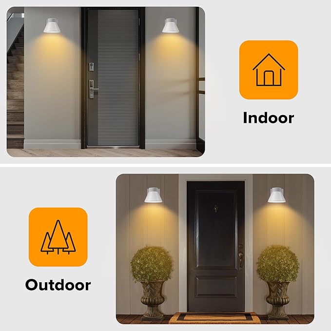 UME 2 Pack LED Outdoor White Front Porch Lights, Waterproof Wall Lantern Light Fixture, Anti-Rust Farmhouse Barn Wall Sconce for Patio, Doorway, Garage