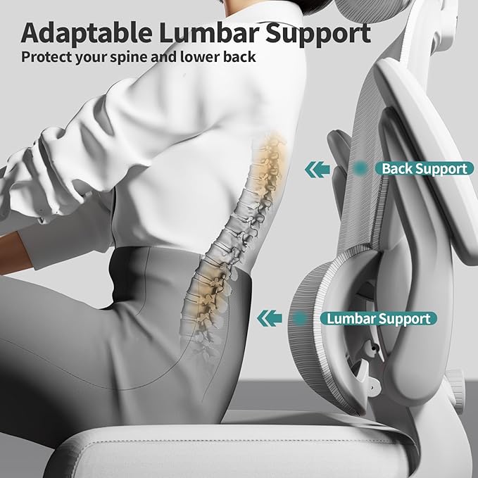 TRALT Office Chair Ergonomic Desk Chair, 330 LBS Home Mesh Office Desk Chairs with Wheels, Comfortable Gaming Chair, High Back Office Chair for Long Hours (White)