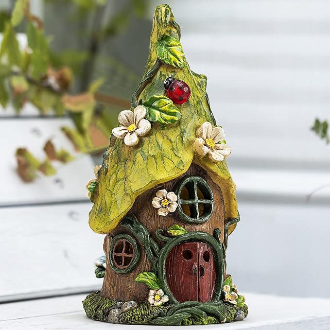 Garden Decor Outdoor Solar Statues, 9.4Inch Resin Fairy Garden Solar Lights Birthday Gifts for Women Yard Decorations, Gardening Gifts for Patio, Balcony, Porch Decor