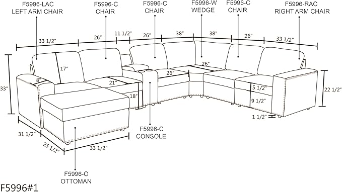 Modular Sectional Sofa Living Room Ottoman, U-Shaped Modern Couches for Living Room, Bedroom, Office