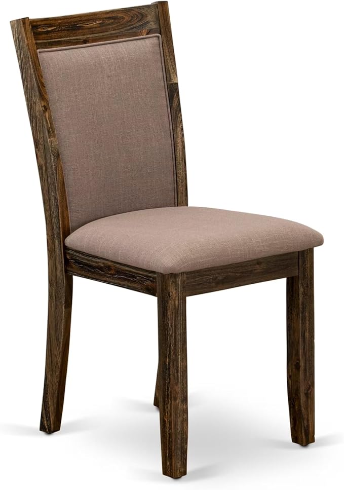 East West Furniture V777MZ748-9 9 Piece Modern Dining Table Set Includes a Rectangle Wooden Table with V-Legs and 8 Coffee Linen Fabric Upholstered Chairs, 40x72 Inch, Multi-Color