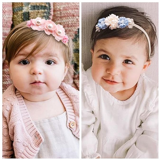 6pcs Baby Headbands Nweborn Flower Hair Bows for Girls-Infant Elastic Hair Band Bows Wraps Baby Headband Hair Accessories Gifts for Toddles