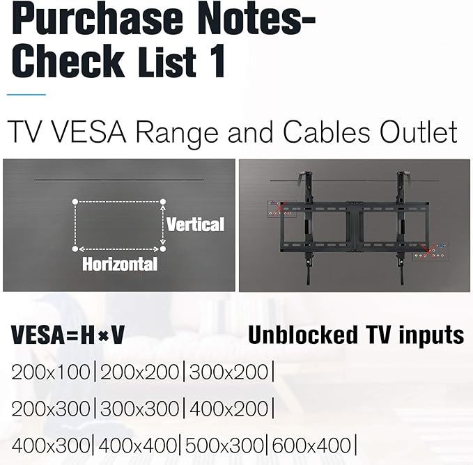 Mounting Dream Tilt TV Wall Mount TV Bracket for Most of 42-70 Inches TVs, TV Mount Tilt up to 20 Degrees with VESA 200x100 to 600x400mm and Loading 132 lbs, Fits 16", 18", 24" Studs MD2165-LK