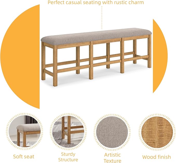 Signature Design by Ashley Havonplane 72" Counter Height Dining Bench, Brown