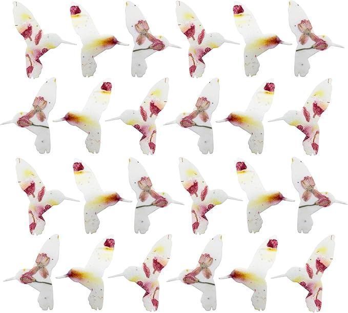 Wildflower Seed Paper - Set of 24 Hummingbird-Shaped for Funeral Favors, Memorial Gifts, & Sympathy Gifts for Loss of Father and Mother (Pink & Yellow)
