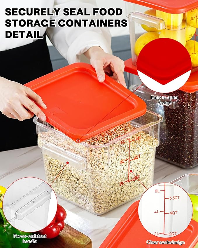 8QT NSF Food Storage Containers: 8 PCS Clear Food Storage Containers