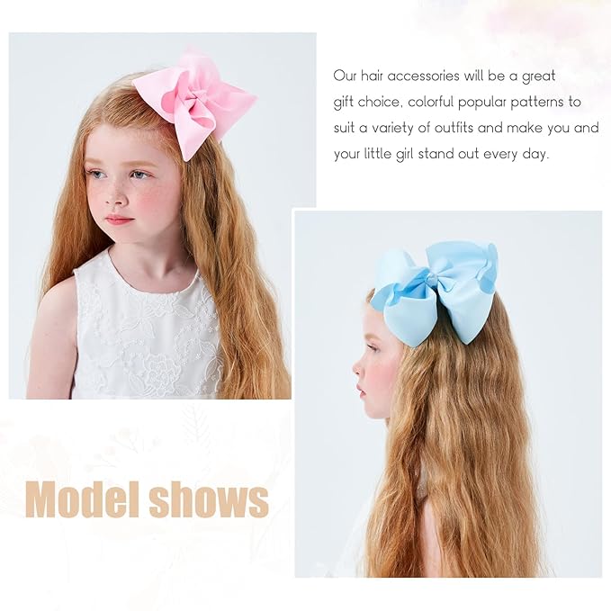 30PCS Big 6 Inch Hair Bows for Girls Grosgrain Ribbon Toddler Hair Accessories with Alligator Clips for Toddlers Baby Girls Kids Teens
