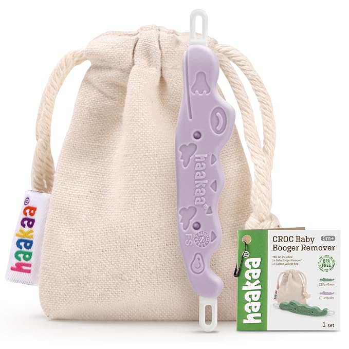 haakaa Baby Nose Cleaner & Ear Wax Removal Tool,The Unique Crocodile-Shaped Design,Baby Essentials - Lavender