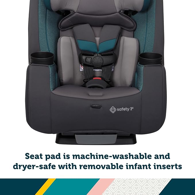 Safety 1st TriMate 3-in-1 Convertible Car Seat, Slim Fit, Infant to Big Kid Car Seat, Easy-Install Harness, Machine-Washable Cover, Dishwasher-Safe Cup Holders, 5-100 lbs, Sharkskin