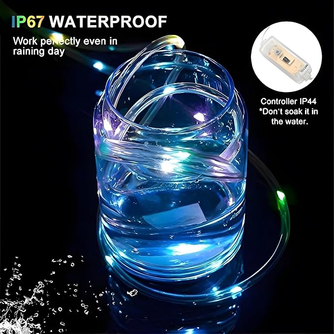 ANJAYLIA 33FT 100 LED Color Changing Rope Lights, 18 Colors Outdoor String Lights with Plug & Remote, Led Rope Lights Outdoor Waterproof, Christmas Lights for Bedroom Deck Halloween Decorations