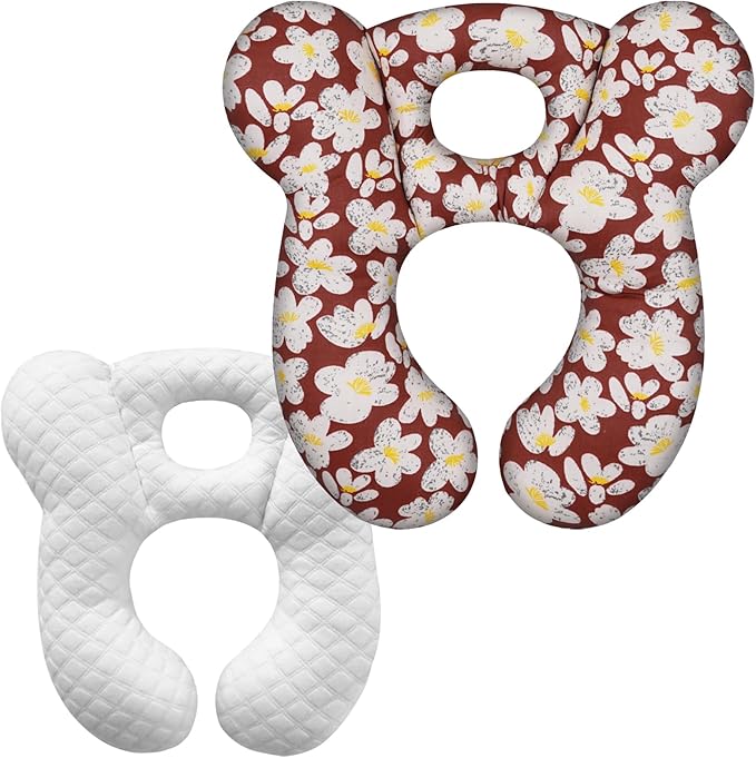 Baby Travel Pillow, Upgrade U-Shape Infant Pillow for Car Seat Pushchair and Stroller, Soft Comfortable Sleep Cushion for Kids Newborn and Toddler -Flower Red