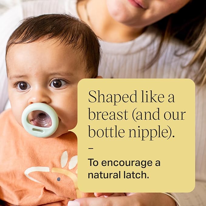 Tommee Tippee Breast-Like Pacifier, 0-6 Months, Symmetrical Design, Natural Breast-Like Baglet, BPA-Free Binkies, Rose/Green/Cream, Pack of 4