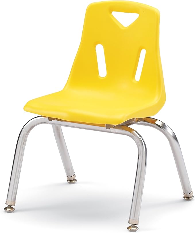 Jonti-Craft Berries 8142JC1007 Stacking Chair with Chrome-Plated Legs, 12" Height, Yellow