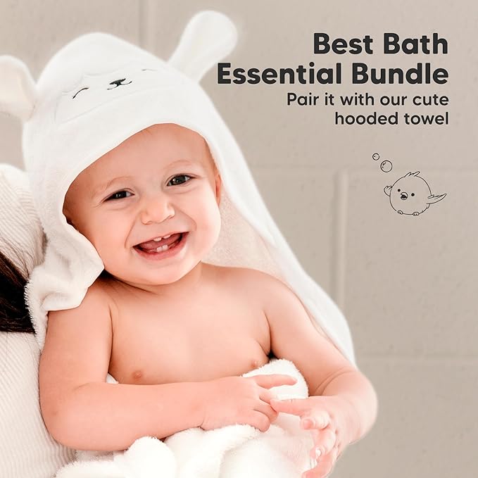 6-Pack Baby Washcloths – Soft Absorbent Viscose from Bamboo Washcloths for Face, Body, Baby Towels for Newborn, Kids, Toddlers, Infant, Gentle on Sensitive Skin, 10x10 Reusable Face Towels (White)