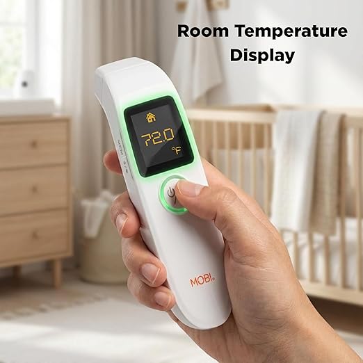 MOBI Air Non-Contact Forehead Thermometer w/Integrated Distance Sensor, Smart Medication Reminder & Memory Recall, Fever Thermometer, Forehead Thermometer, Digital Baby Thermometer, Body Temperature