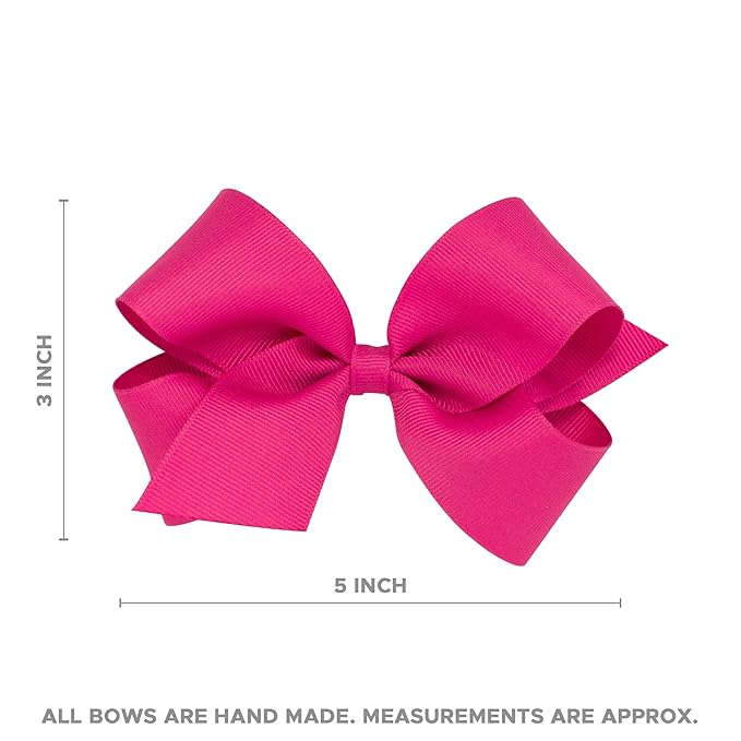 Wee Ones Baby Girls' Medium Grosgrain Hair Bow on a WeeStay Clip w/Plain Wrap - Shocking Pink,One Size