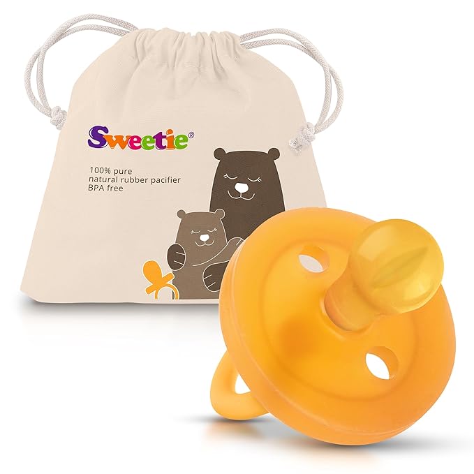 SWEETIE Rubber Pacifier Natural Rubber Pacifier Rounded (Natural Color, 0-6 Month)