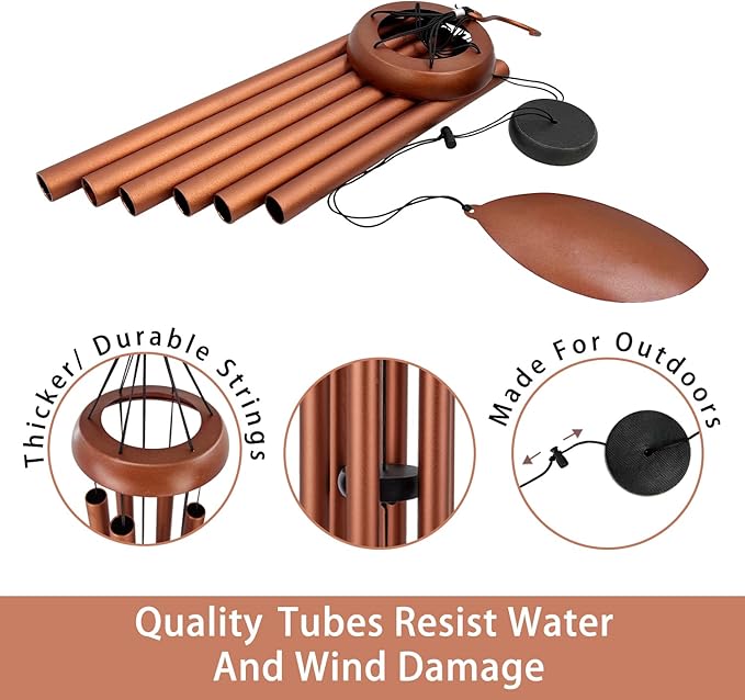 ASTARIN Wind Chimes for Outside Deep Tone,36 Inch Windchime Outdoors，Chimes for Outdoors,Sympathy Wind Chimes Memorial for Mom Dad，Red Copper