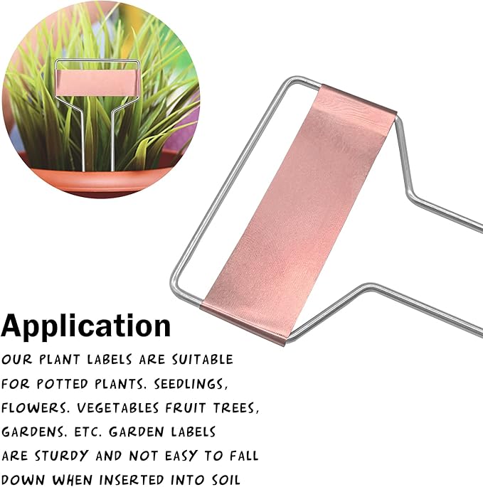 Wehhbtye 25 PCS 6 Inch Metal Plant Label Stakes-Copper Metal Plant Tags,High Copper Plate Plant Labels,Coppers Plant Tags with 1 Maker Pen for Flowers, Vegetables, Seedlings, Seed,etc