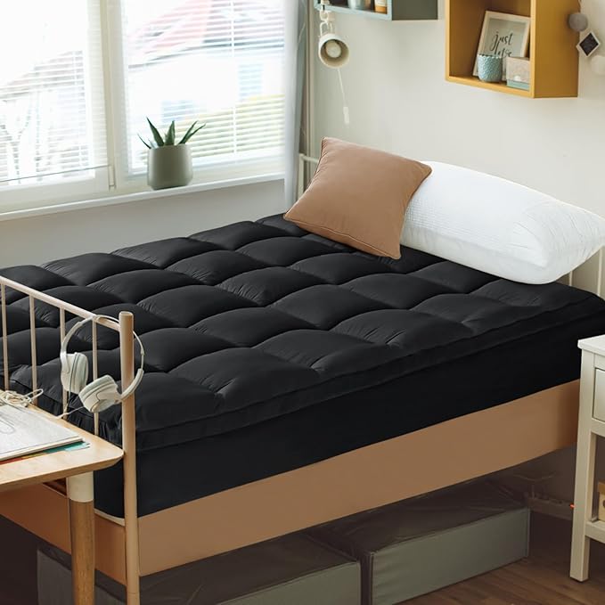 CYMULA Twin XL Mattress Topper - Soft Cooling Mattress Pad for College Dorm Room Essentials - Extra Thick Long Protector Cover for Back Pain, Single Bed Topper Pillow Top with 8''-21'' Deep Pocket