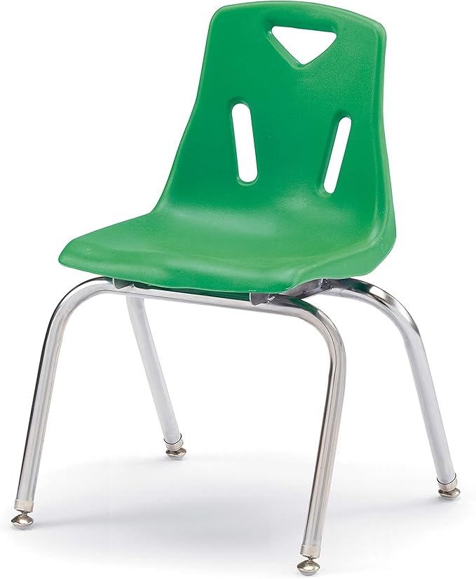 Berries Jonti-Craft 8146JC1119 Stacking Chair with Chrome-Plated Legs, 16" Height, Green