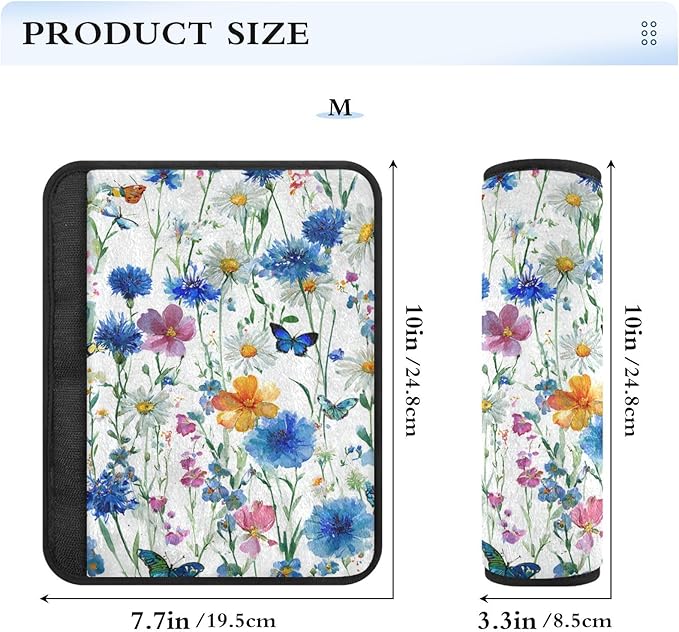 2 Pack Seatbelt Covers Seat Belt Cover Pad for Adults Boys Girls Car Seat Strap Covers Pads Cushion Universal Shoulder Strap Pad Protector for Backpack Camera Bag 10x7.7Inch Watercolor Cornflower Dais