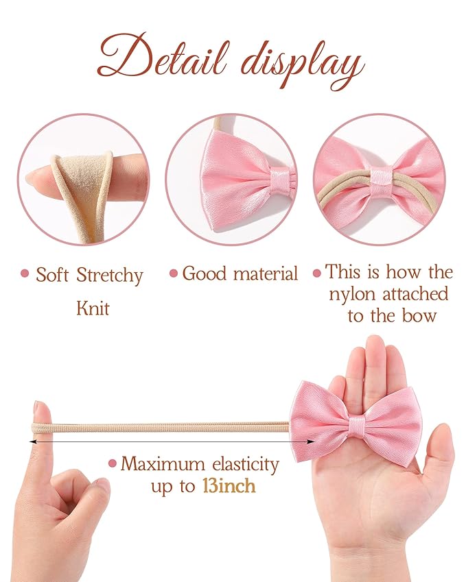 doboi 24pcs Baby Girls Flower and Hair Bows Headbands Soft Nylon Hairbands Elastic Hair Accessories for Newborns Infants Toddlers and Kids