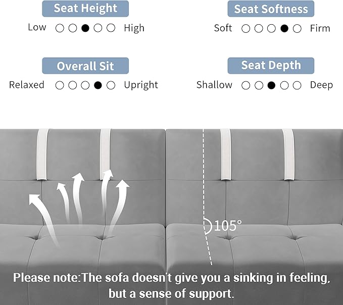 Shintenchi Sleeper Sofa Bed,Velvet Futon Folding Couch Bed with Adjustable Armrest Backrest,Loveseat Sofa Couch for Living Room Apartment Office Small Space