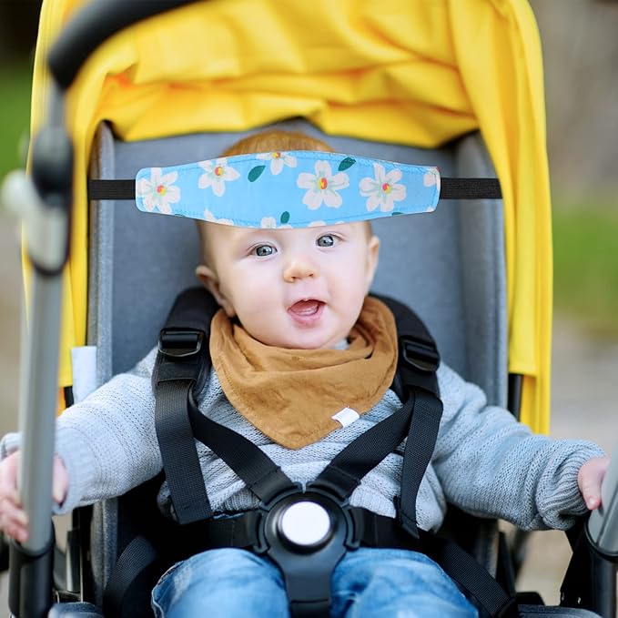 Hestya 2 Pieces Baby Car Seat Head Straps, Carseat Head Support for Toddler Holder Band Headrest, Stroller Sleeping Headrest Neck Relief for Kids Children Toddler Infant(Fresh Flower)