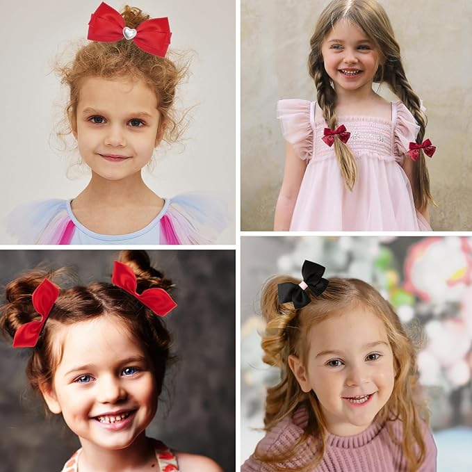 18pcs red hair bows for girls.Red bow with alligator hair clip,hair ties,snap clip hairpins.Handmade hair accessories for girls gift set