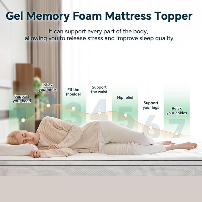 4 Inch Memory Foam Mattress Topper Full Size - Dual Layer 3 Inch Cooling Gel Memory Pad and 1 Inch Pillow Top Mattress Cover for Back Pain - 54" x 75" x 4"