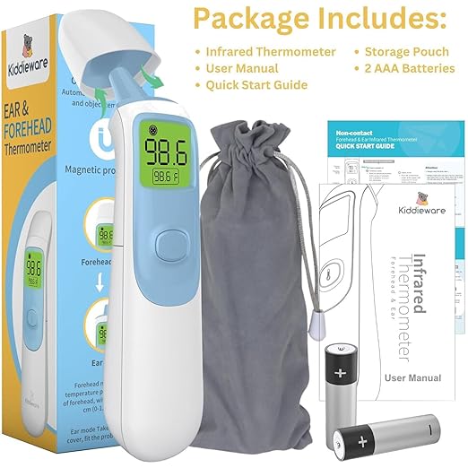Ear and Forehead Baby Thermometer for Infants to Adults Termometro Digital Baby Stuff Instant Read Ear Thermometer for Kids or Touchless Forehead Thermometer