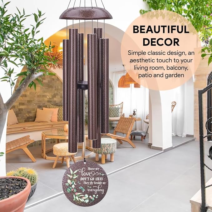 Sympathy Wind Chimes, Personalized Wind Chime for Loss of Loved Ones, Memorial Gifts Wind Chimes, Metal Bereavement Condolences Gifts for Funeral 36inch (Produced in USA)