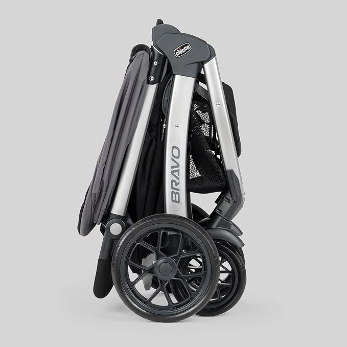 Chicco Bravo 3-in-1 Trio Travel System, Bravo Quick-Fold Stroller with KeyFit 30 Infant Car Seat and Base, Camden/Black