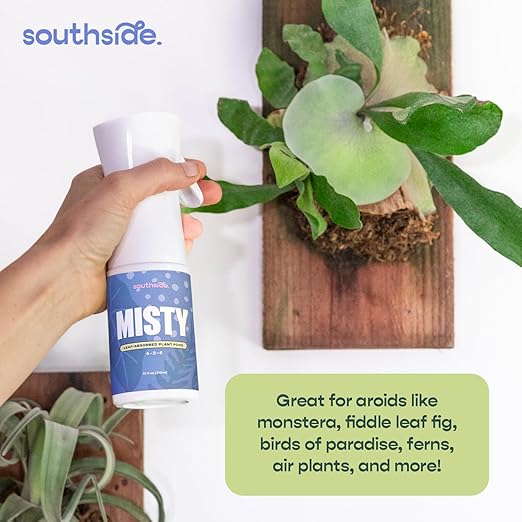 Southside Misty Fertilizer Spray - Use Year-Round - Leaf-Absorbed Plant Food in a Premium Continuous Spray Bottle (4-2-6 NPK) -Hydration & Nutrition for Humidity-Loving Houseplants -7.1 fl oz (210ml)