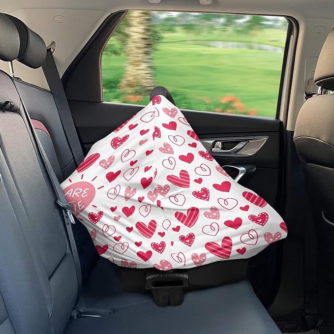 Sunshine Love Print Baby Carseat Cover Multi Stroller Canopy,Valentine's Day Theme Privacy Nursing Breastfeeding Cover Scarf Skin Friendly