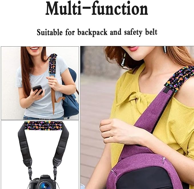 UNICEU Rainbow Hippie Mushrooms Car Seat Belt Pads Set of 2,Aesthetic Mushroom Seat Belt Shoulder Strap Covers Protector Accessory for Women,Mushroom Automotive Interior Set