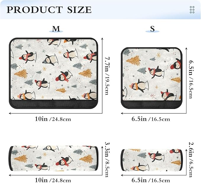 CHIFIGNO Cute Penguins Skating Beige Seat Belt Cover Pad Pack of 2 Car Seat Belt Pads Soft Shoulder Pad Auto Interior Accessories for Adults Women Kids