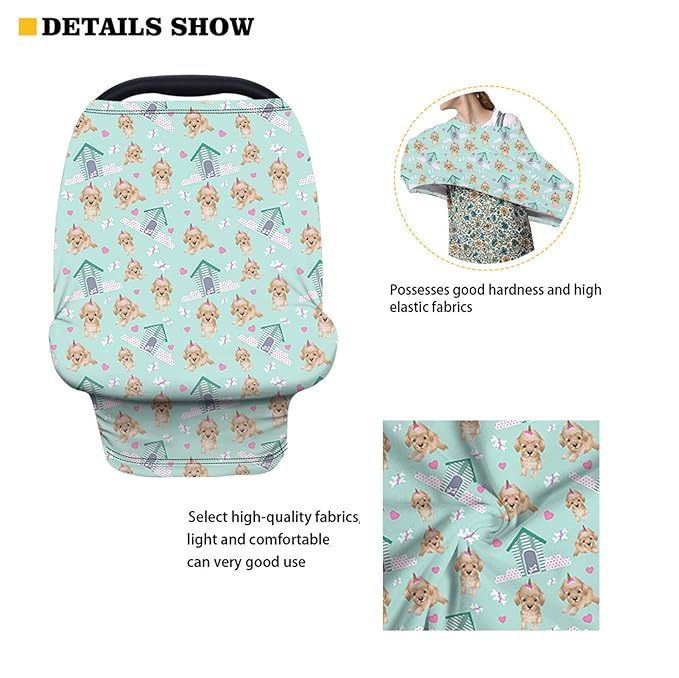Upetstory Funny Bee Stretchy Baby Car Seat Cover for Boys Girls,Multiuse Nursing Canopies Breastfeeding Covers,Shopping Cart,Stroller Covers,Infinity Scarf