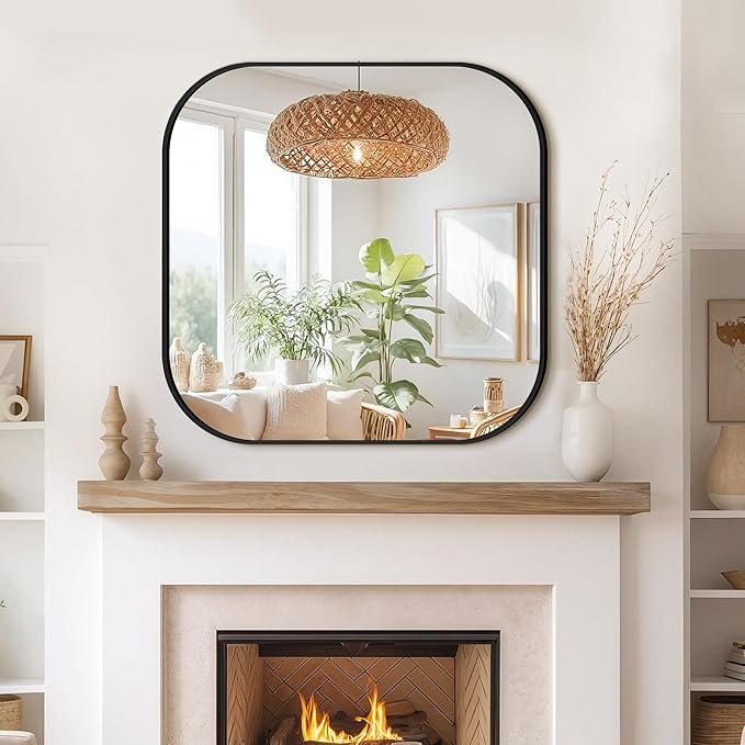 Bathroom Mirrors for Over Sink, 30x30 Vanity Squircle Mirror for Bathroom Sink, HD Shatterproof Square Wall Mirror for Bathroom Washroom Lavatory Restroom Metal Frame