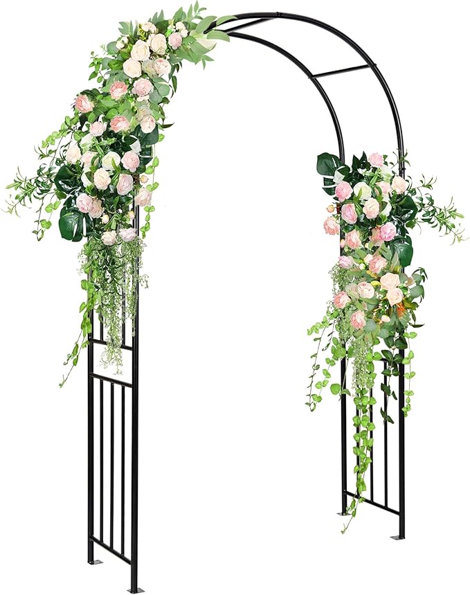 S AFSTAR Metal Garden Arch, 7.2ft/86 Outdoor Arbor for Various Climbing Plant Flower, Arch Trellis for Wedding Garden Bridal Party Festival Decoration, Easy-to-Assemble