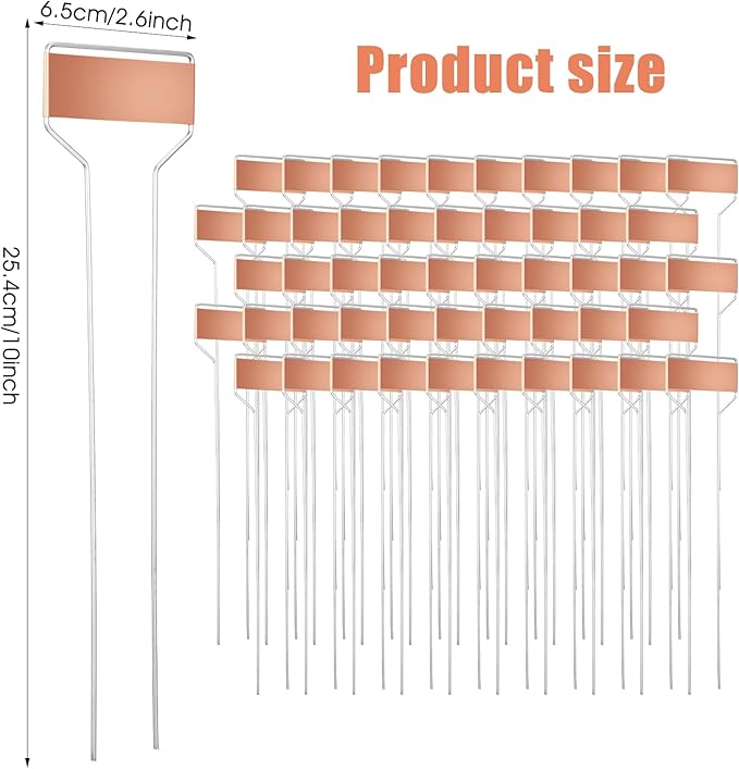 50 Pack 10 Inch High Copper Plate Metal Plant Labels Garden Stake Tags Reusable Planting Gardening Markers