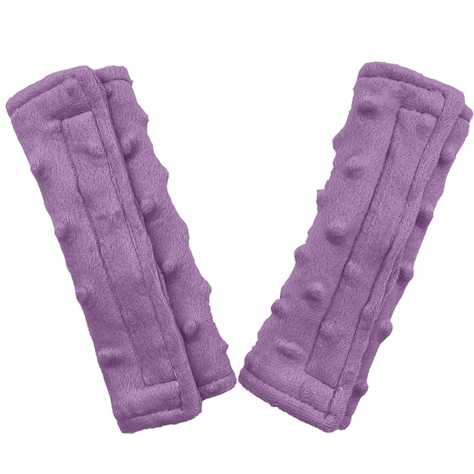 Baby Car Seat Neck Cover, Car Seat Strap Cover, Seat Belt Cushions Pads, Shoulder Strap Protectors, Reversible Pram Harness Covers in Minky Purple, Baby Neck Pad Protector