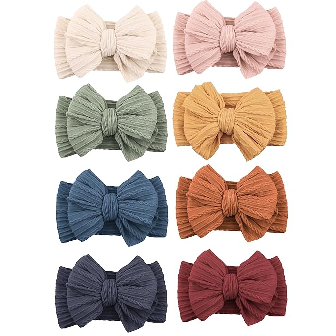Niceye Handmade Baby Headbands Soft Stretchy Nylon Hair Bands with Bows for Newborn Infant Baby Toddler Girls