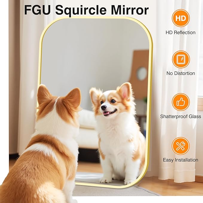 Bathroom Mirrors for Over Sink, 24x36 Gold Vanity Mirror for Bathroom Sink, HD Shatterproof Squircle Wall Mirror for Bathroom Washroom Lavatory Restroom Metal Frame