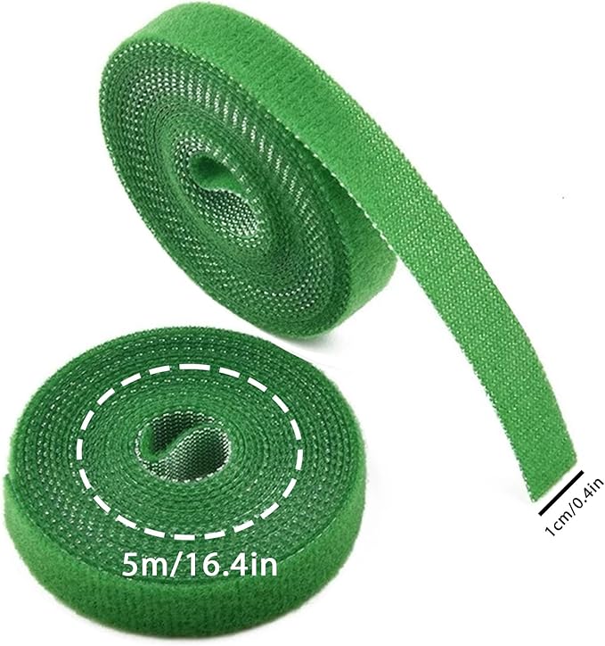 IFNOW Hook and Loop Tape Cable Ties Reusable Fastening Tape Garden Tie Strap Plant Supports Gentle on Plants Plant Ties Garden Tape for Plant (4, Green-0.4in)