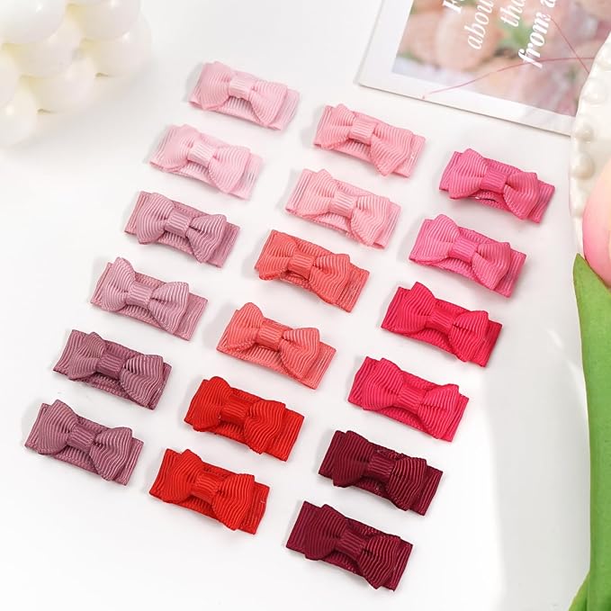 CÉLLOT 60Pcs Baby Hair Clips 1.2" Tiny Baby Bows Snap Hair Clips for Thin Hair Grosgrain Ribbon Hair Bows Clips for Baby Girls Toddlers Infant in Pairs